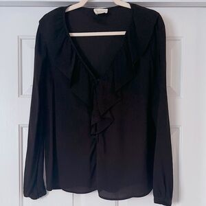 Sézane Priscille Silk Blouse, Black, size 8 (FR 40)